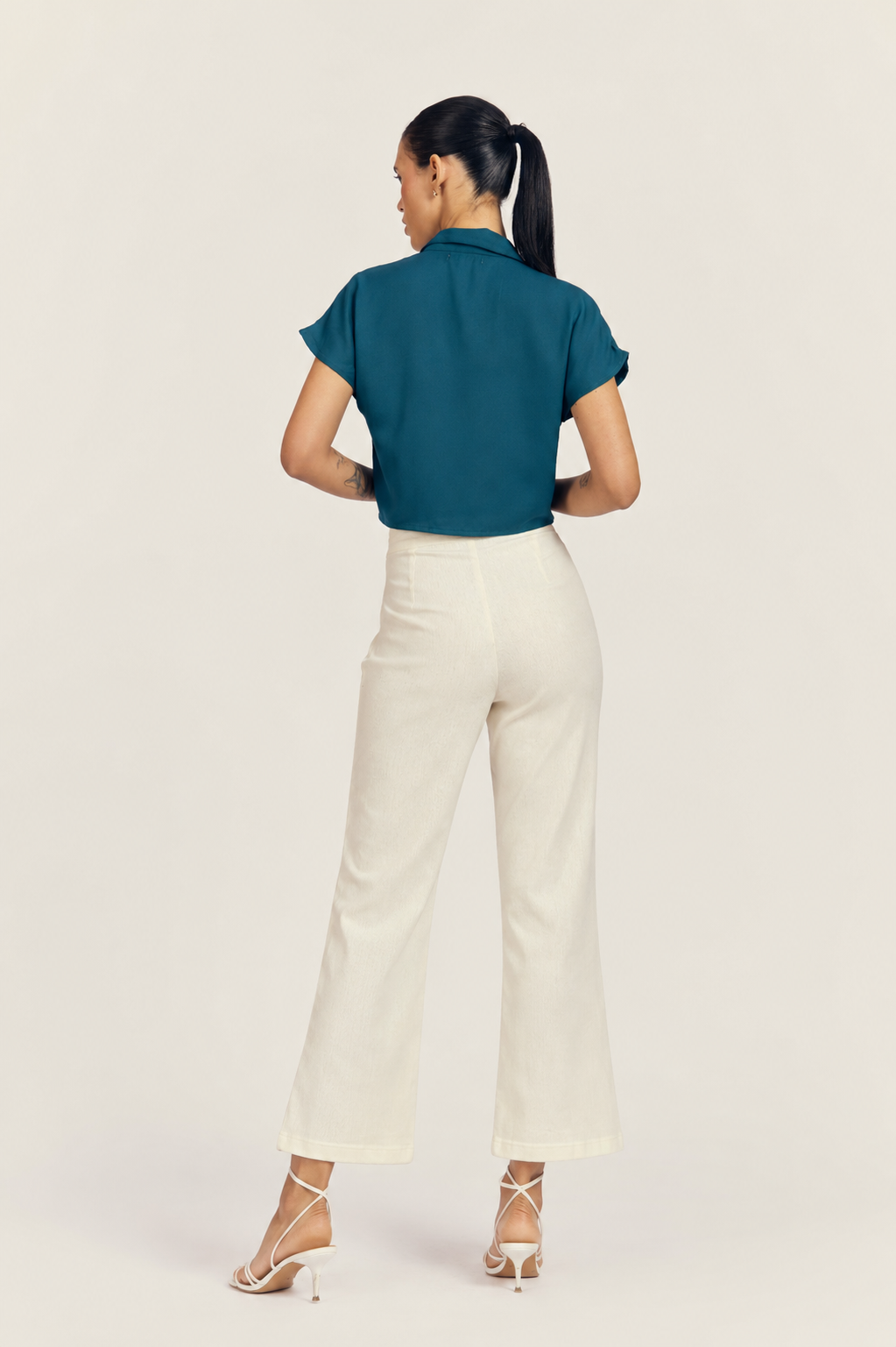 Willow Set in Teal + Ivory — back view