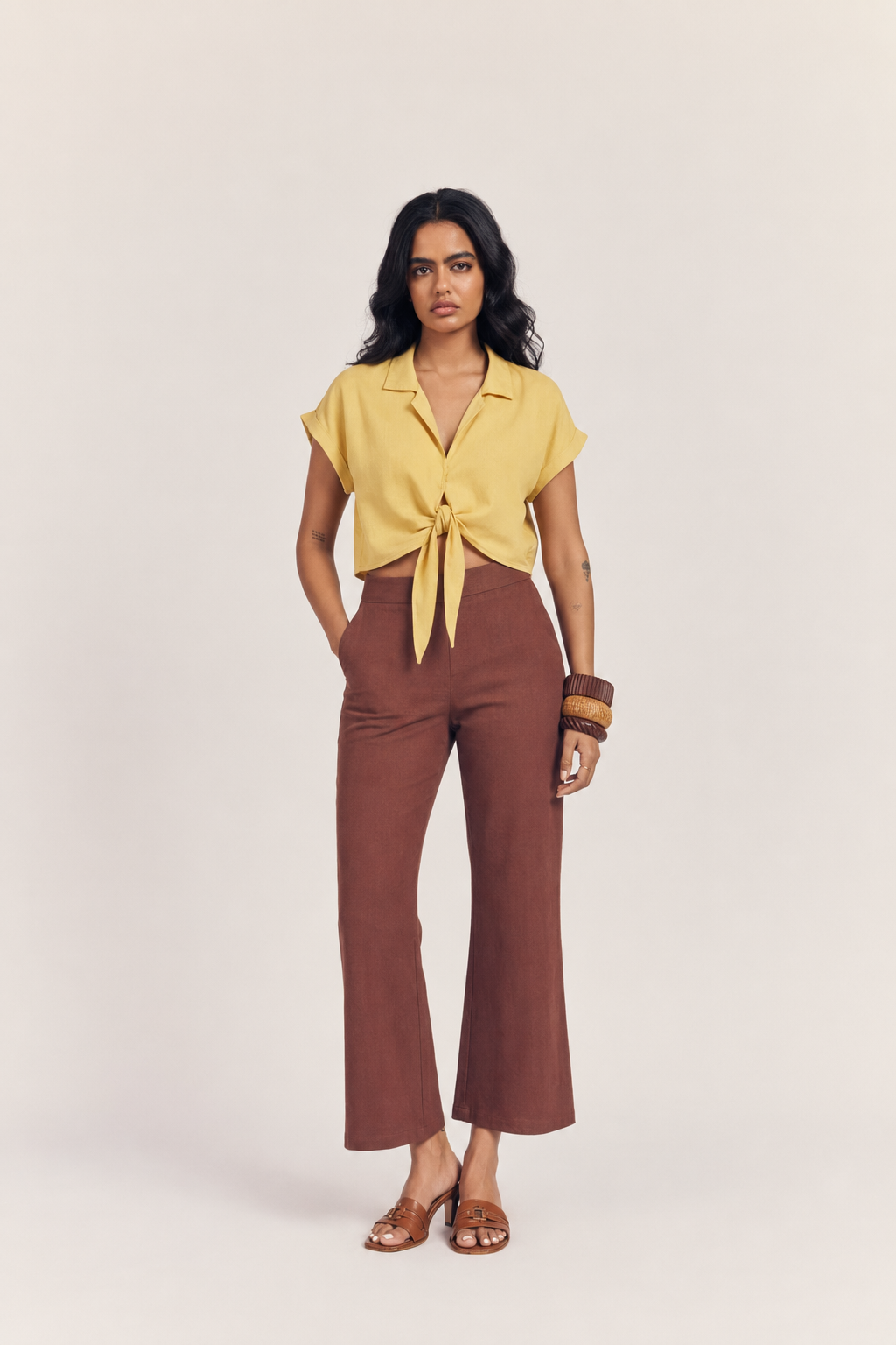 Willow Set in Butter Yellow + Coffee — front